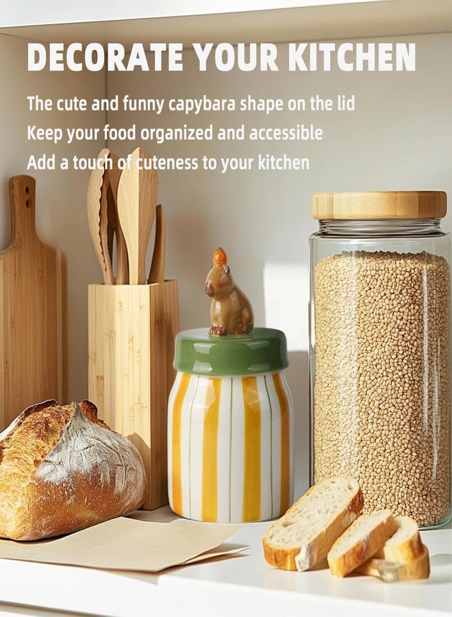 DIF DECO Capybara Cookie Jars for Kitchen Counter Decorative,Unique Ceramic Food Storage with Airtight Lid, Sugar Canisters for Office, Containers for Tea, Ground Coffee, Nuts, Beans, Spices, Cereal - Image 4